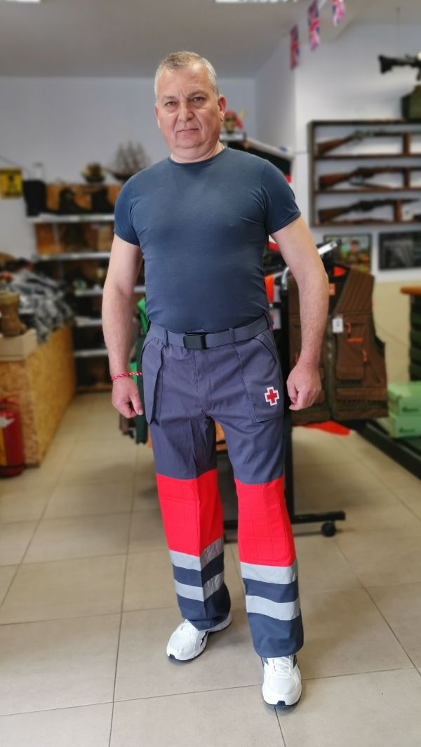 Pantaloni de lucru al Crucii Roșii Spaniole - gri / portocaliu