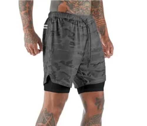 Fitness bermuda shorts with elastic - graycamo