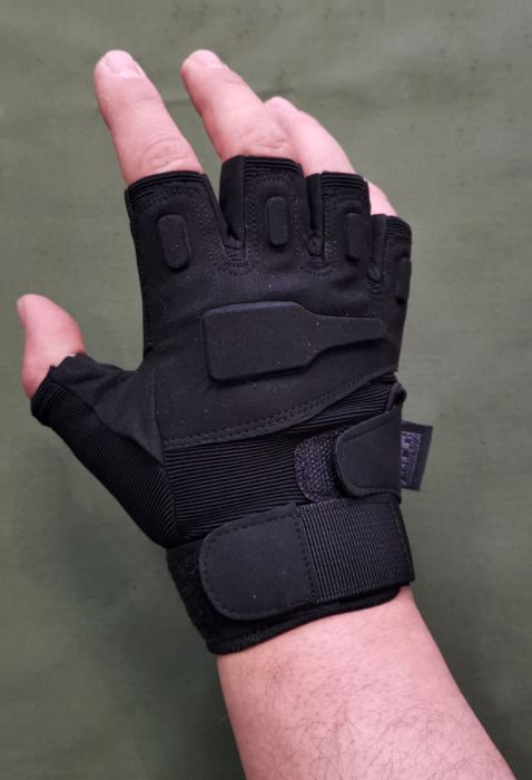 Тактически ръкавици без пръсти - PRO , Черен