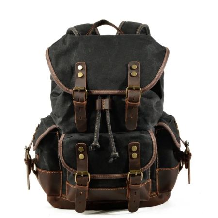 High quality leather backpack - Black