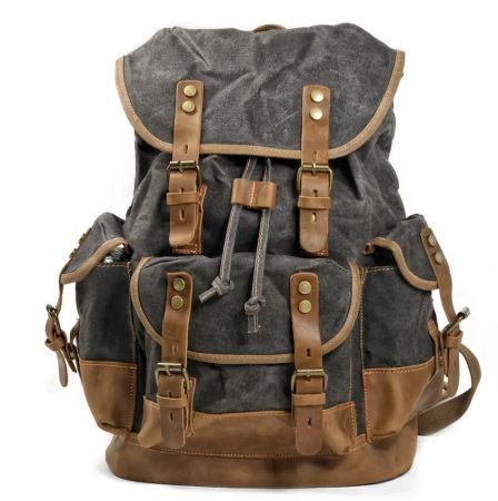 High quality leather backpack - Dark grey