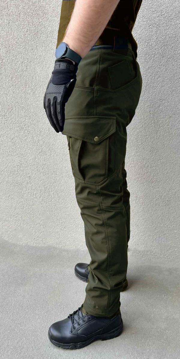 Winter soft shell pants - Olive green