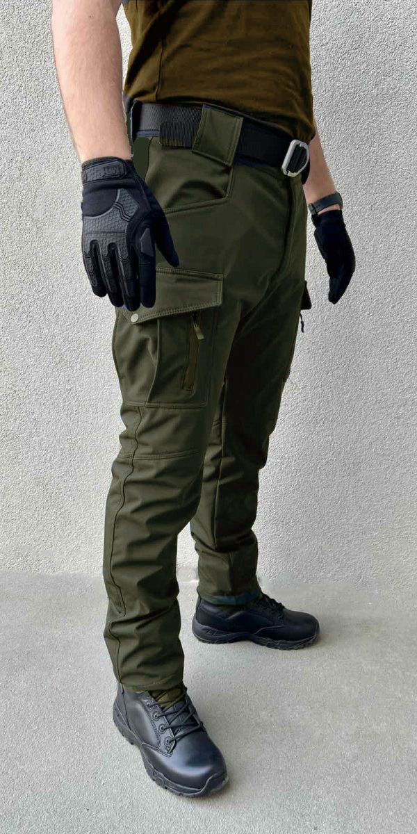 Winter soft shell pants - Olive green