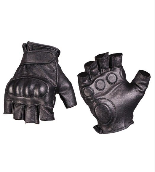 MIL-TEC® Fingerless Leather Gloves - Black