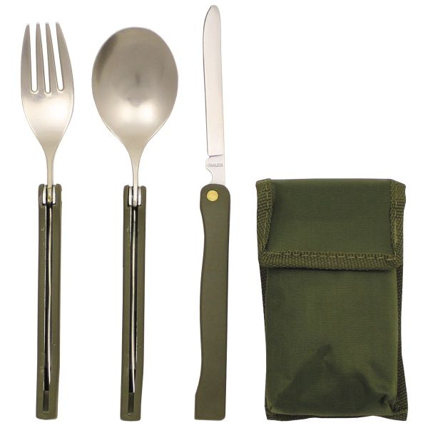 Cutlery Set, &quot;Camping&quot;, OD green, foldable