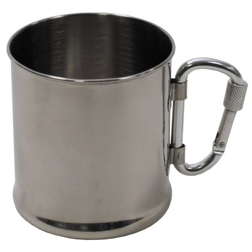Cup, Stainless Steel, carabiner, single-walled, 220 ml