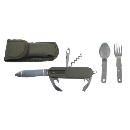 Pocket Knife, fork and spoon, OD green