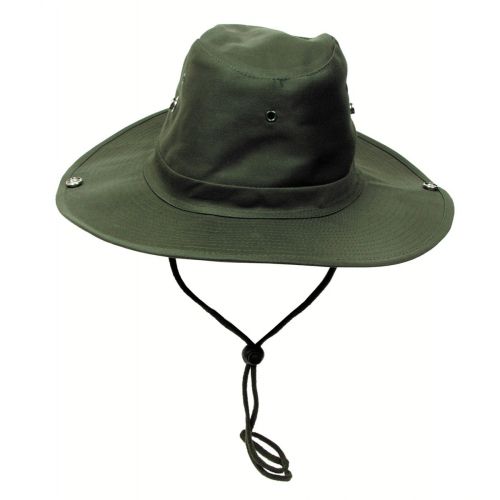 Bush Hat, OD green, chin strap, foldable brim