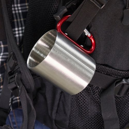 Cup, Stainless Steel, carabiner, double-walled, ca. 220 ml