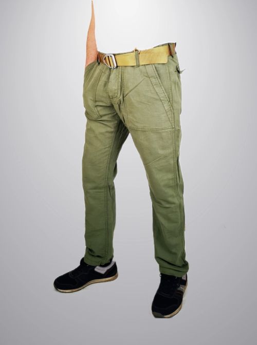 Men's pants Slim Fit from a mixture of linen - Olive green