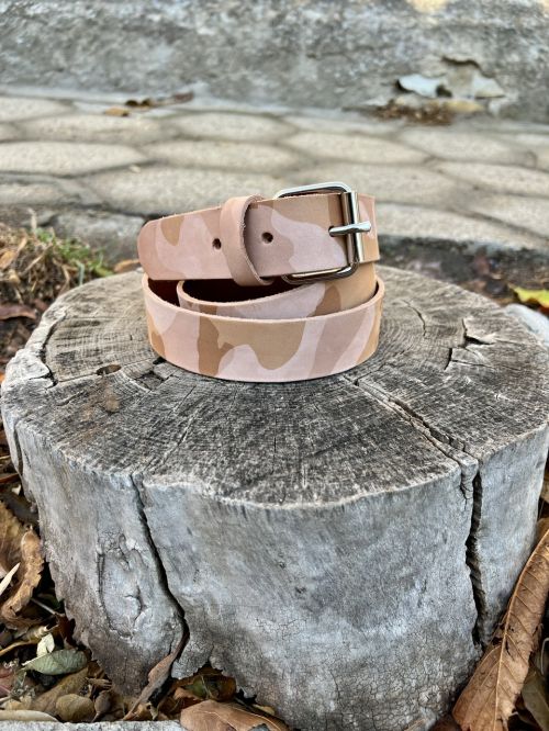 Leather belt - Desert Camo